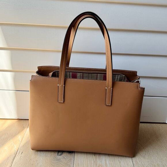 Italian Made Leather Work Tote Satchel | Structured Top Handle | Brown Floto - Picture 4 of 12